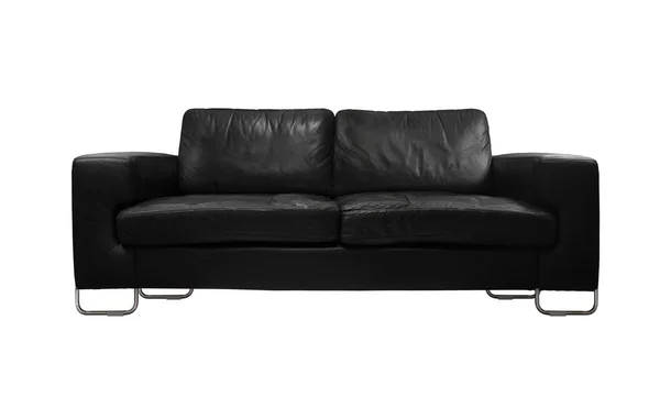 Svart soffa isolerad på vit — Stockfoto