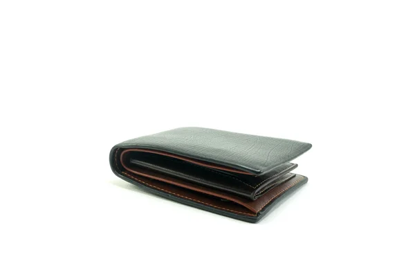 Billetera de cuero negro sobre fondo blanco —  Fotos de Stock