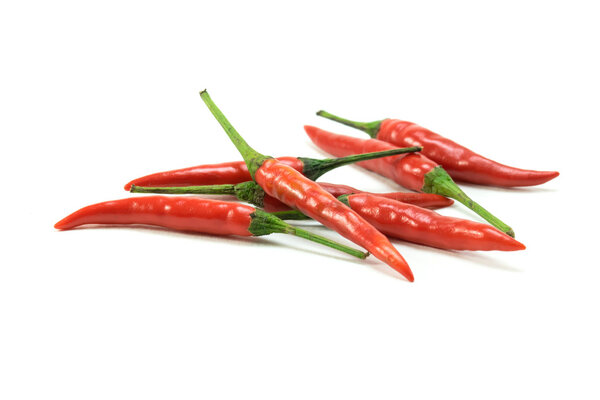 group of chilli peppers on white background isolated