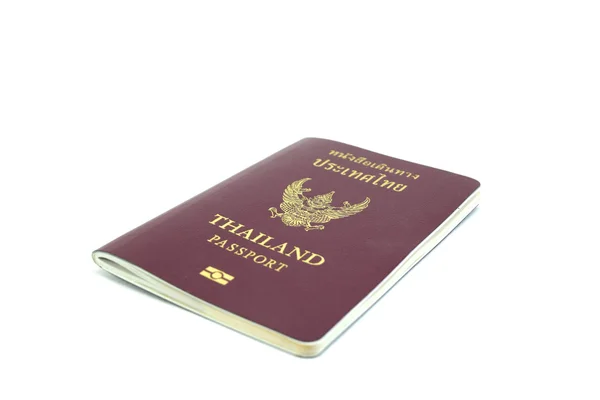 Passaporte tailandês sobre fundo branco isolado — Fotografia de Stock