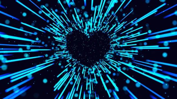 Neon Lights Love Heart Romantic Abstract Glow Particles — Stock Photo, Image