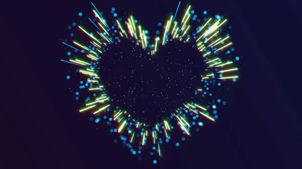 Neon Lights Love Heart Romantic Streszczenie Świecące Cząstki — Zdjęcie stockowe