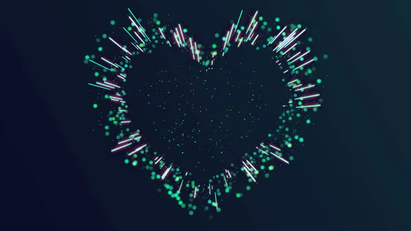 Neon Işıkları Aşk Kalbi ve Romantik Soyut Parıltı Parçacıkları