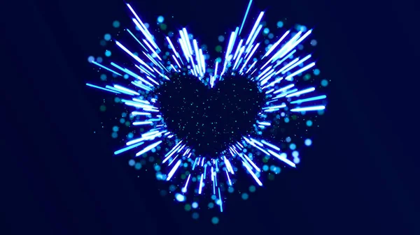 Neon Luci Amore Cuore Romantico Astratto Bagliore Particelle — Foto Stock