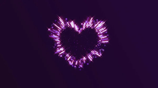 Neon Lights Love Heart Romantic Abstract Glow Particles — Stock Photo, Image
