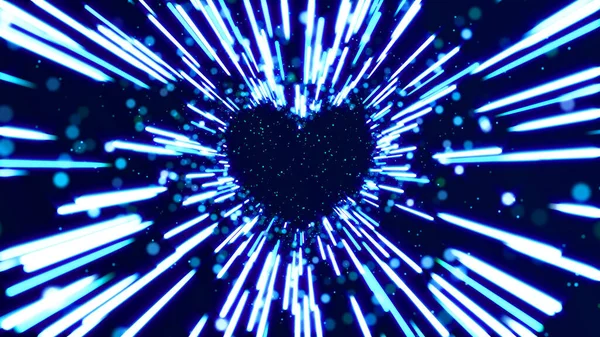 Neon Lights Love Heart And Romantic Abstract Glow Particles