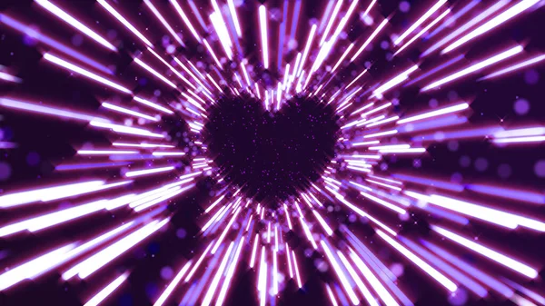Neonlichter Lieben Herz Und Romantische Abstrakte Glühpartikel — Stockfoto
