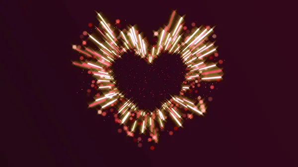 Neon Lights Love Heart Romantic Abstract Glow Részecskék — Stock Fotó