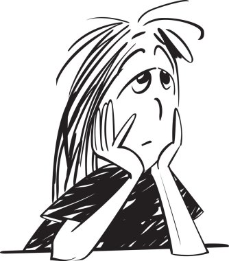 Sad girl black and white - sadness