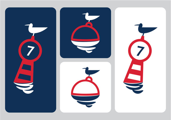 seagull on buoy vector illustration