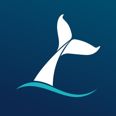 white tail wave logo sign emblem on dark background vector illus