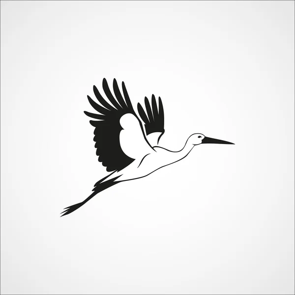 Cigüeña voladora silueta simple sobre un fondo blanco vector illu — Archivo Imágenes Vectoriales