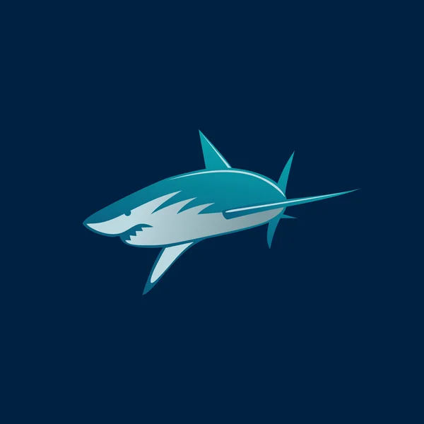 Signe de logo d'attaque de requin sur fond sombre illustration vectorielle — Image vectorielle