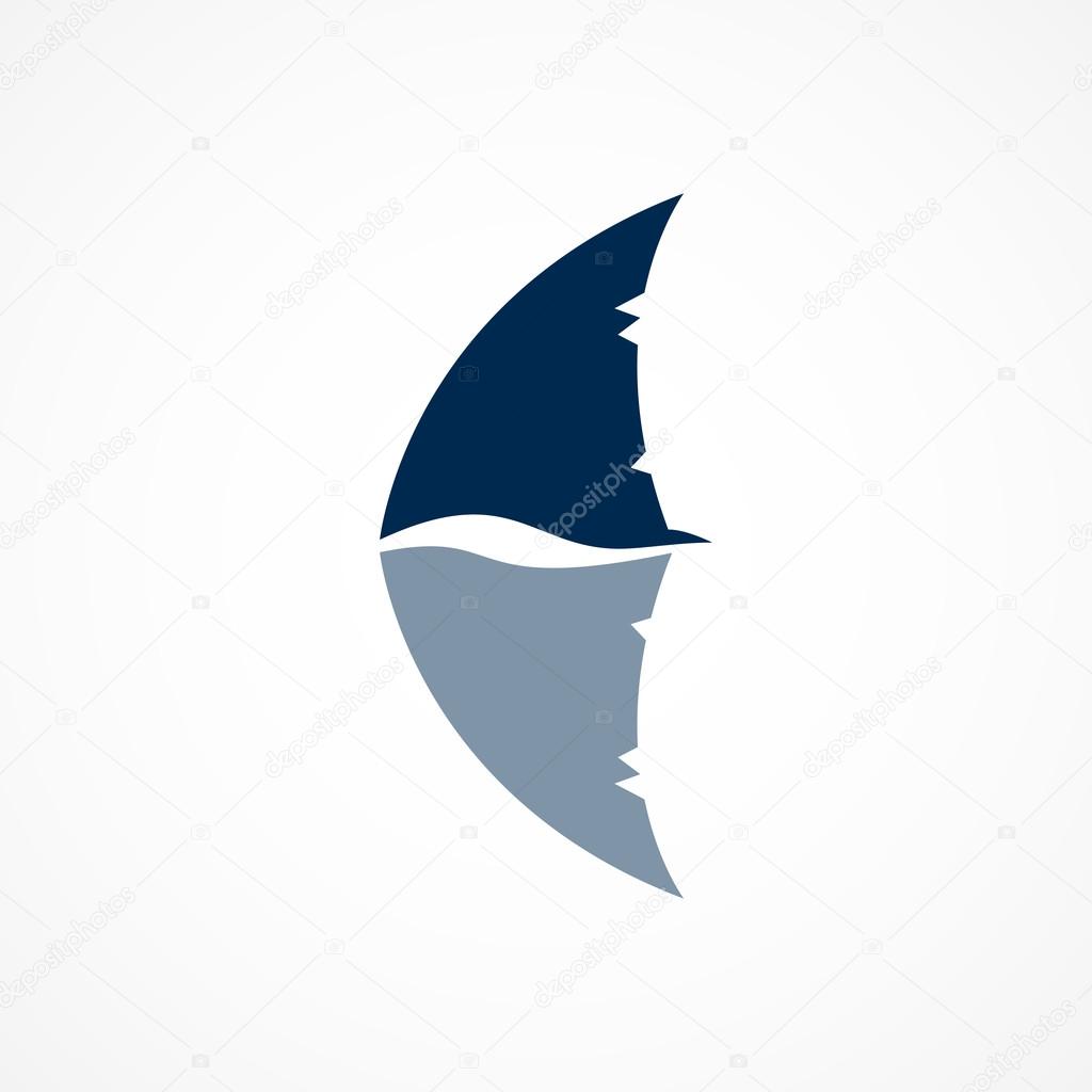 Shark fin logo sign on white background