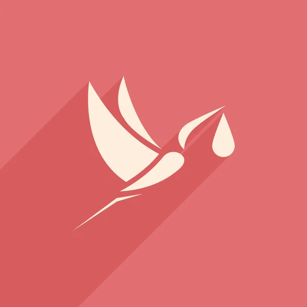Cigüeña y bebé logotipo signo rosa fondo vector ilustración — Vector de stock