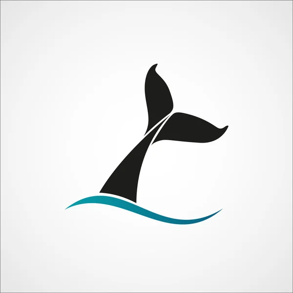 Balena coda onda logo segno emblema su sfondo bianco vettore illu — Vettoriale Stock