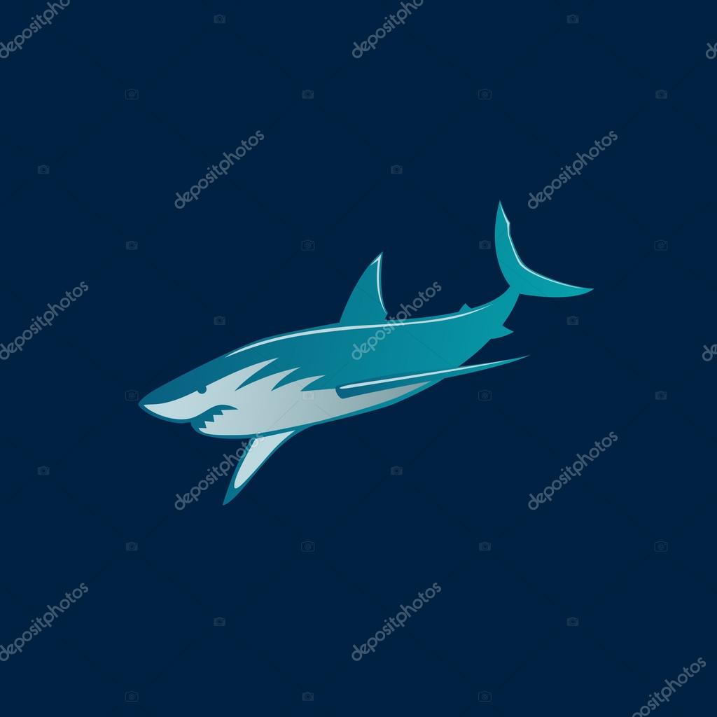 Shark fast-moving attack logo sign on dark background vector illustration