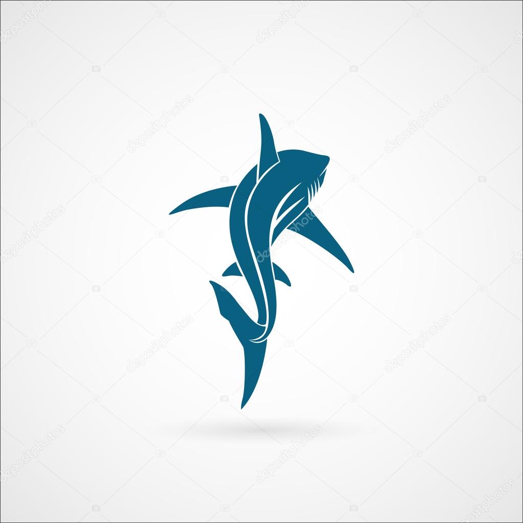 Shark sailing far away logo sign on white background vector illustration