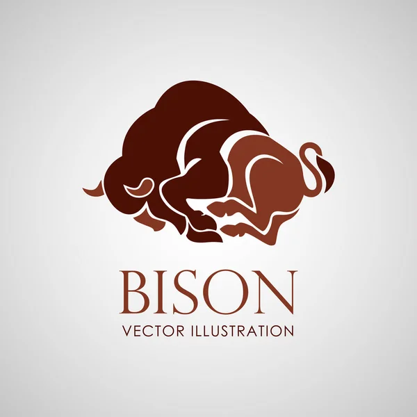 Icono del logotipo del bisonte vector sobre fondo blanco — Vector de stock