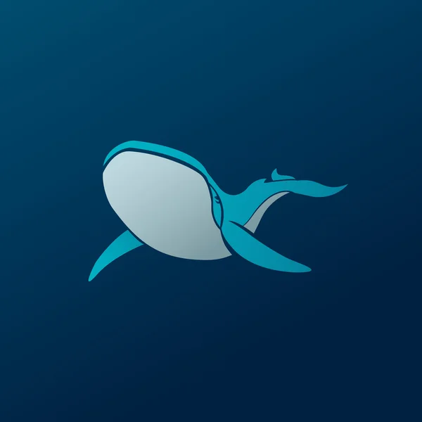 Blue whale logo sign emblem vector illustration on dark backgrou — Stock Vector