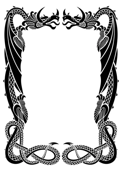 Dragons frame ornament isolated on white background in the propo — Stock Vector