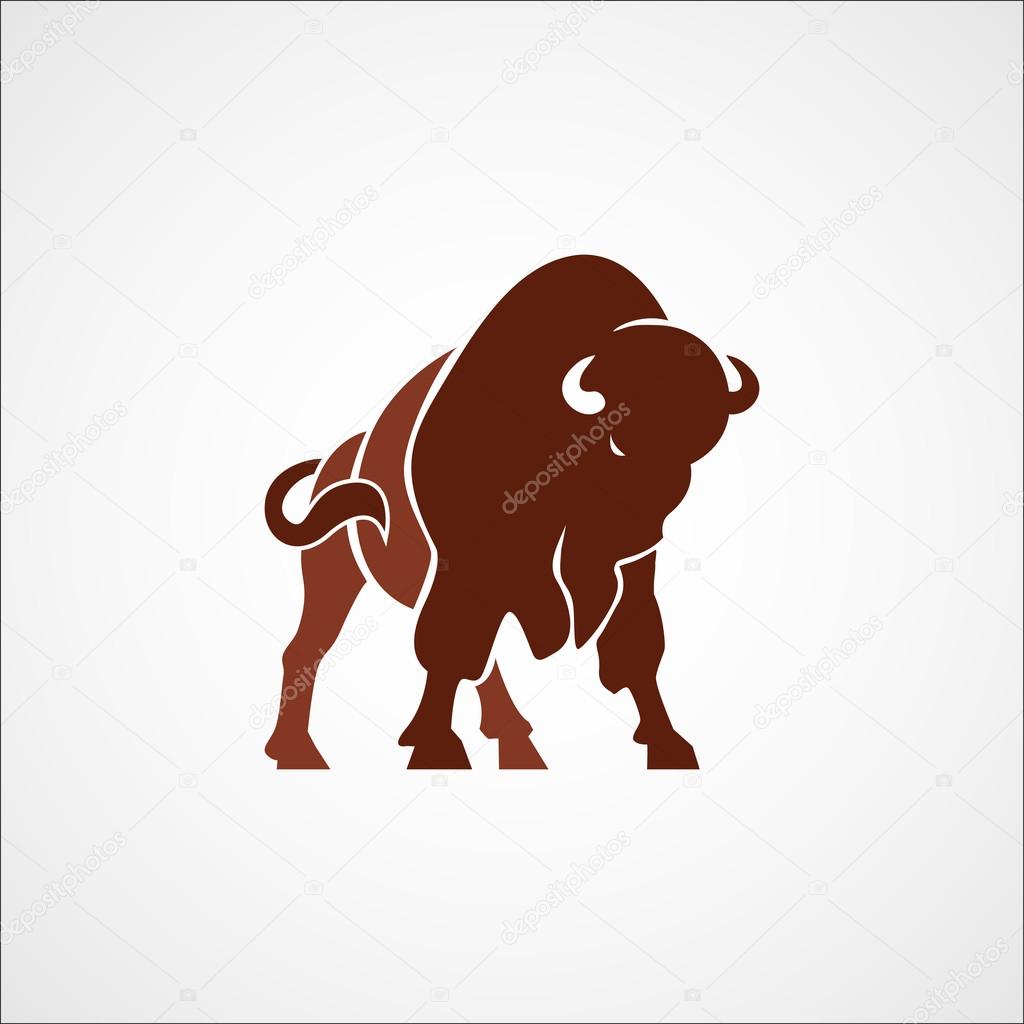 Aggressive bison buffalo logo sign emblem isolated vector illustration