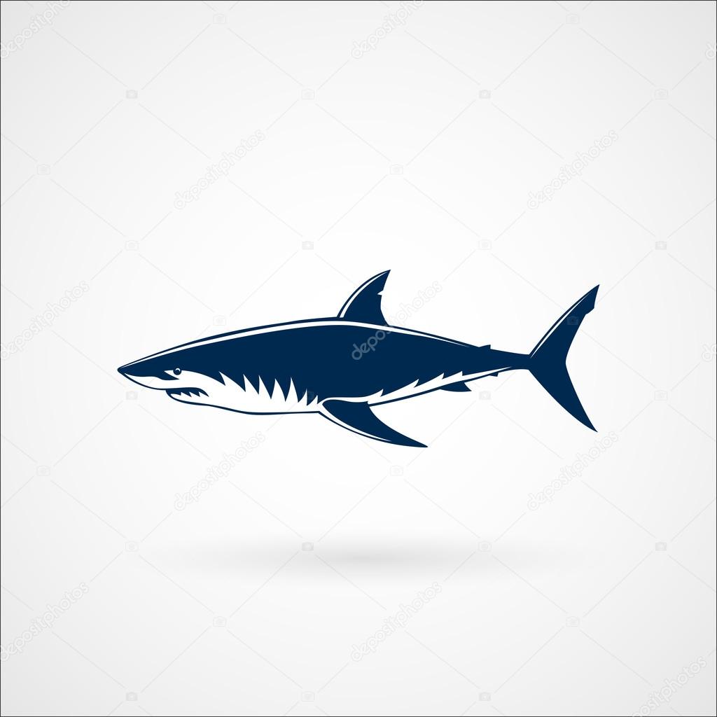 Great white shark logo sign emblem vector illustration on white background