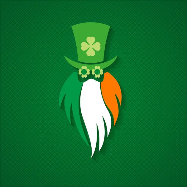 Cabeza de los hombres irlandeses signo emblema en verde vector de fondo enfermo — Vector de stock