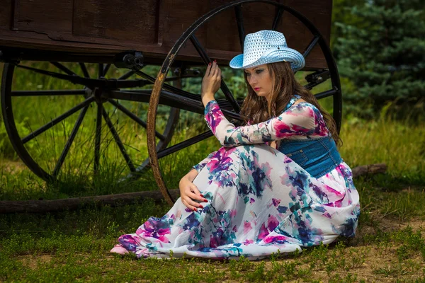 Divoký západ ranč dívka — Stock fotografie