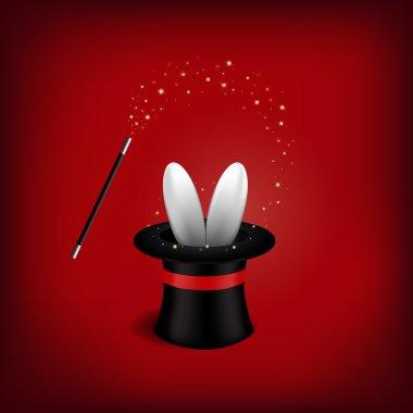 Magician Hat with Magician Wand. clipart