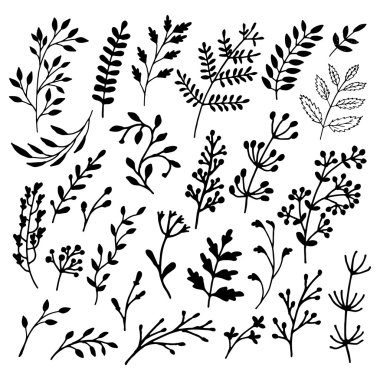 Çizilmiş dekor öğeleri kümesi el.