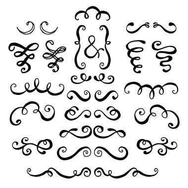 Elle çizilmiş swirls kümesi. 