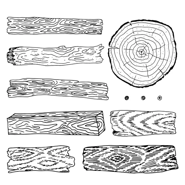 Illustrazione degli elementi in legno . — Vettoriale Stock