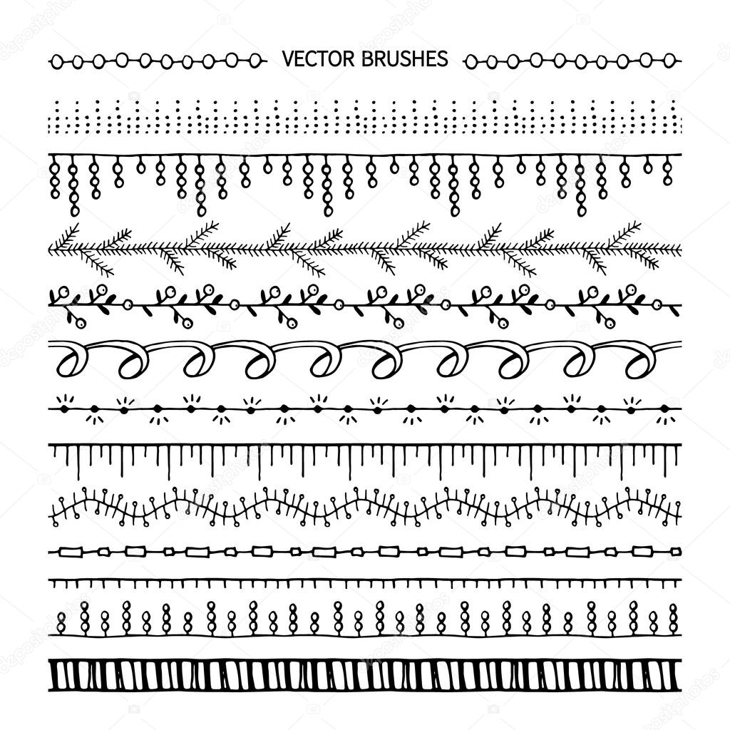 Hand drawn decorative vector brushes .