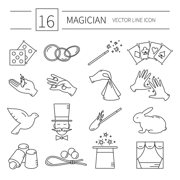 Línea vectorial iconos mago . — Archivo Imágenes Vectoriales