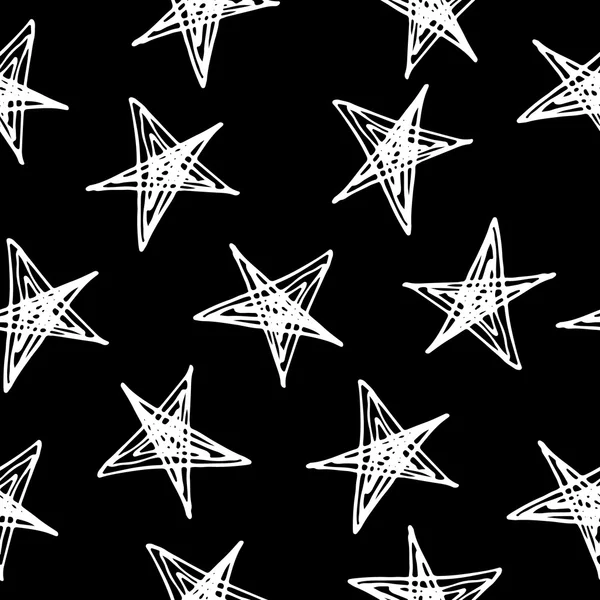 Padrão sem costura doodle desenhado à mão com estrelas . — Vetor de Stock