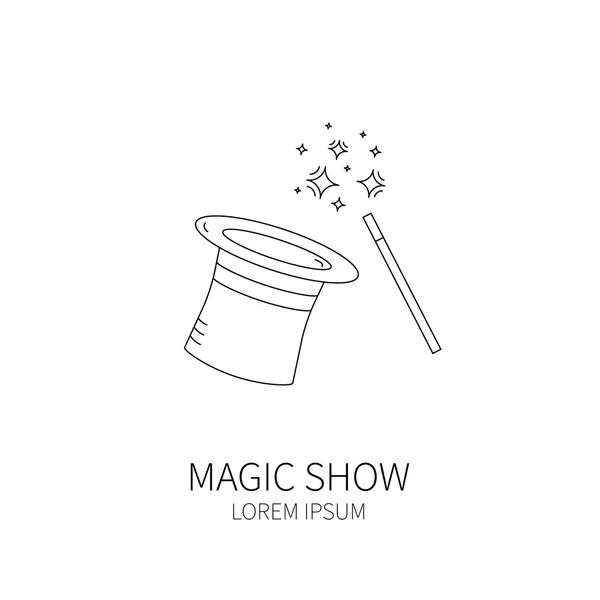 Magic hat and magic wand. — Stock Vector