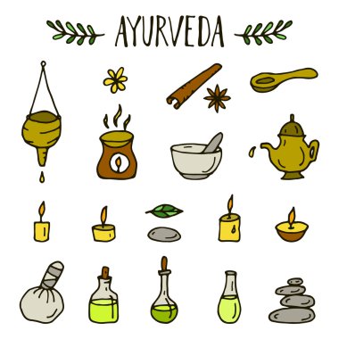 Ayurveda simgeler kümesi.