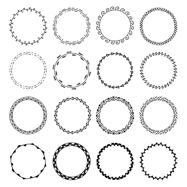 Hand getekend ronde frames. — Stockvector