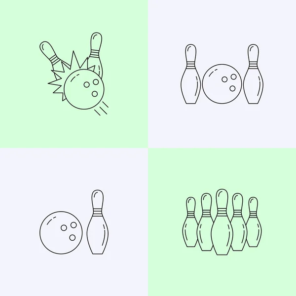 Ensemble d'icônes de ligne de bowling — Image vectorielle