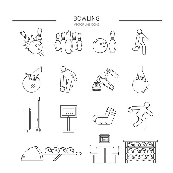 Juego de iconos de línea de bolos — Archivo Imágenes Vectoriales