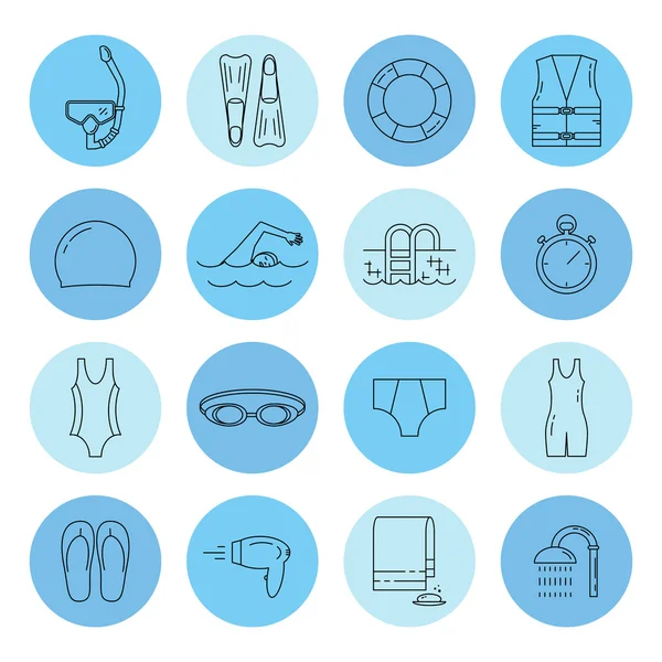 Conjunto de ícones de linha de natação —  Vetores de Stock