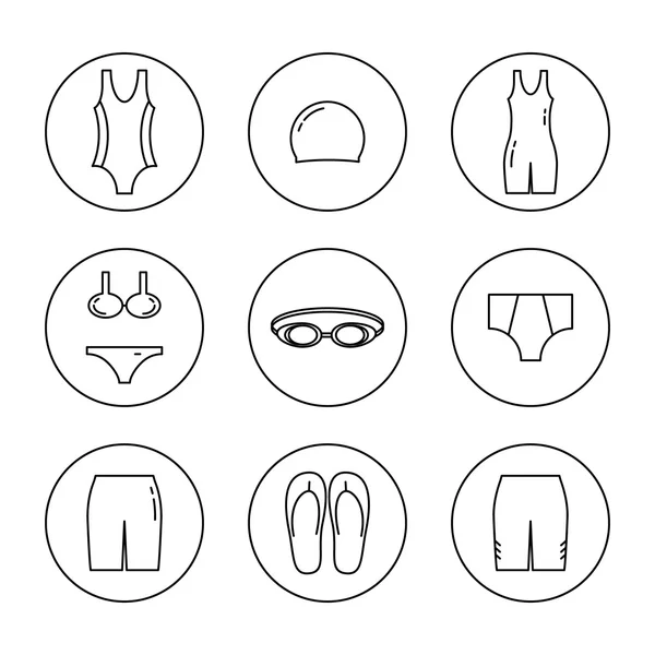 Conjunto de iconos de línea de trajes de baño — Archivo Imágenes Vectoriales