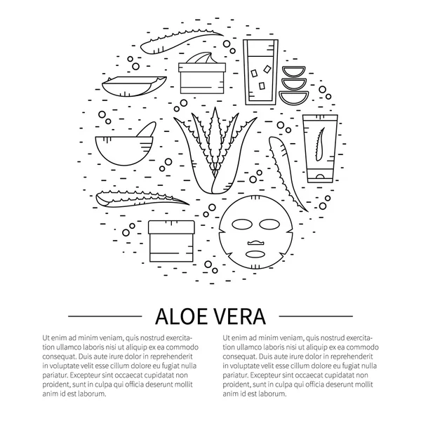 Aloe Vera vonal ikonok — Stock Vector