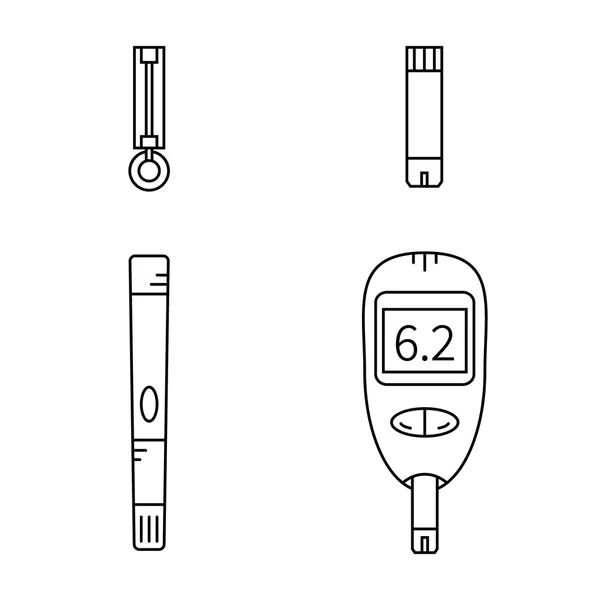 Set ikon baris meteran glukosa - Stok Vektor