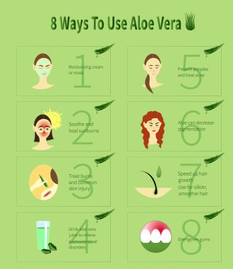 Aloe Vera Infographic. Aloe kullanır.