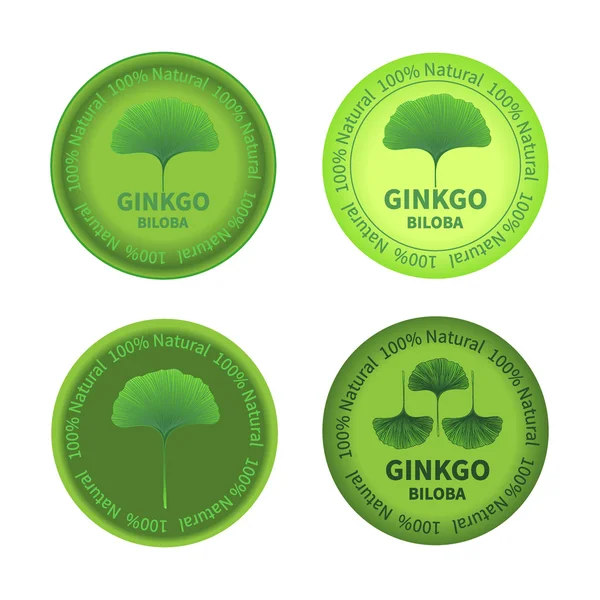 Etichette Ginkgo biloba — Vettoriale Stock