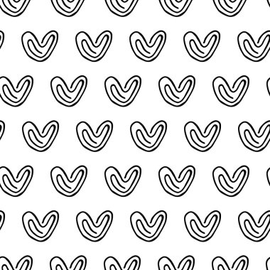 Elle çizilmiş karalamalar. Kalpli, pürüzsüz desen.