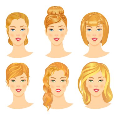 kızlarla farklı saç kümesi.