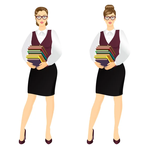 Vectorillustratie van jonge bibliothecaris. — Stockvector